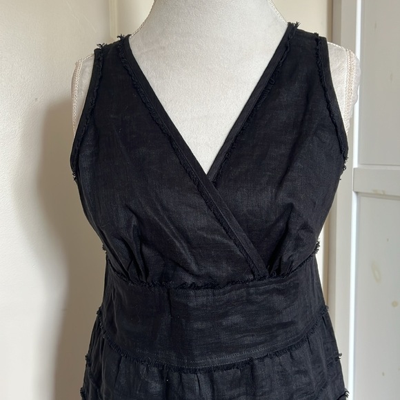 Talbots Black Sheath Linen Dress V-Neck Sleeveless - Picture 2 of 10